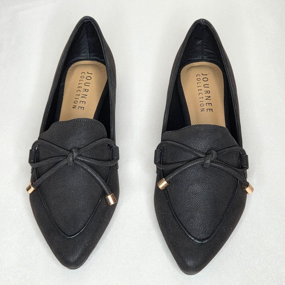 Journee Collection Muriel Black Flats Loafers, Size: 9.5 Narrow